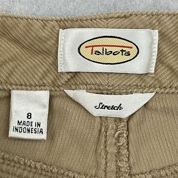 Talbots Corduroy Pants Womens 8 Tan Mid Rise Stretch Pockets Cotton - Picture 2 of 12